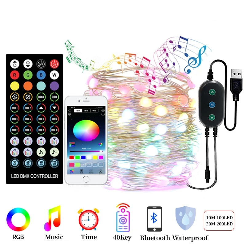 

USB-гирлянда светодиодная с Bluetooth, 5/10/20 м