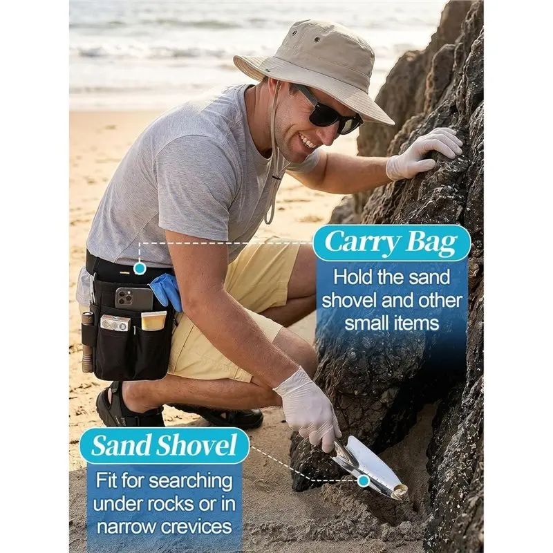 AEE4-Sand Scoop For Metal Detecting,45In Long Anti-Rust Stainless Steel Tooth Sifter, Sand Shovel Sifter For The Beach