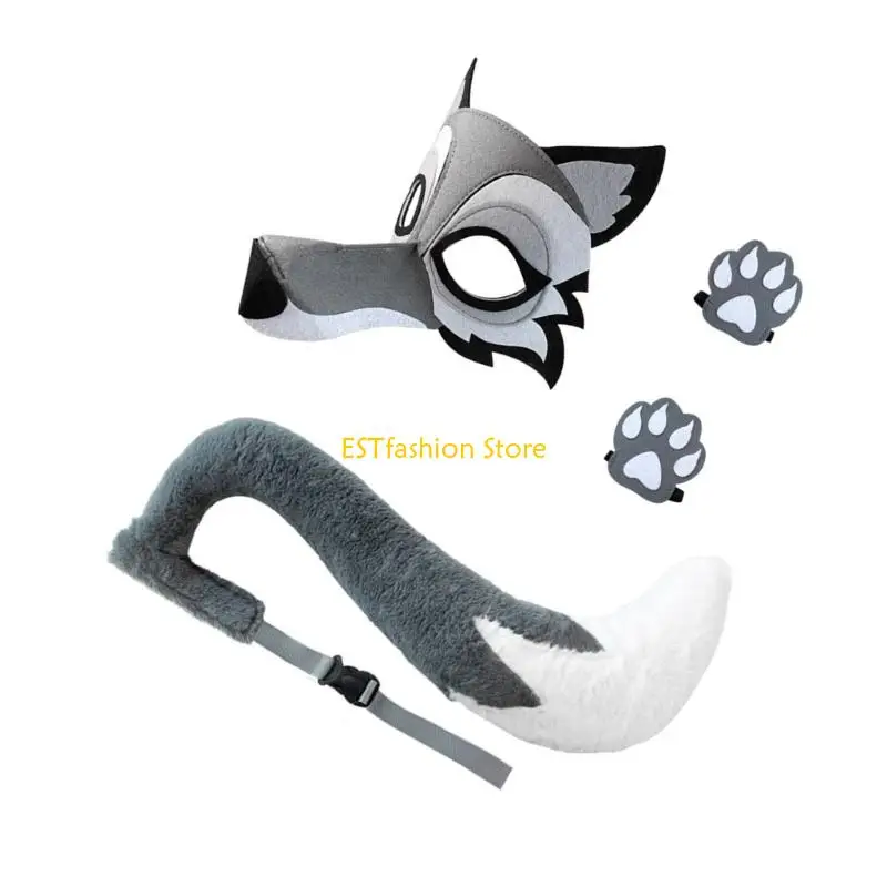 y5gc wolf costume for chil adult alval alloween wolf cosplay accossories تشمل القفازات الذئب الذئب الذئب الذئب الذئب