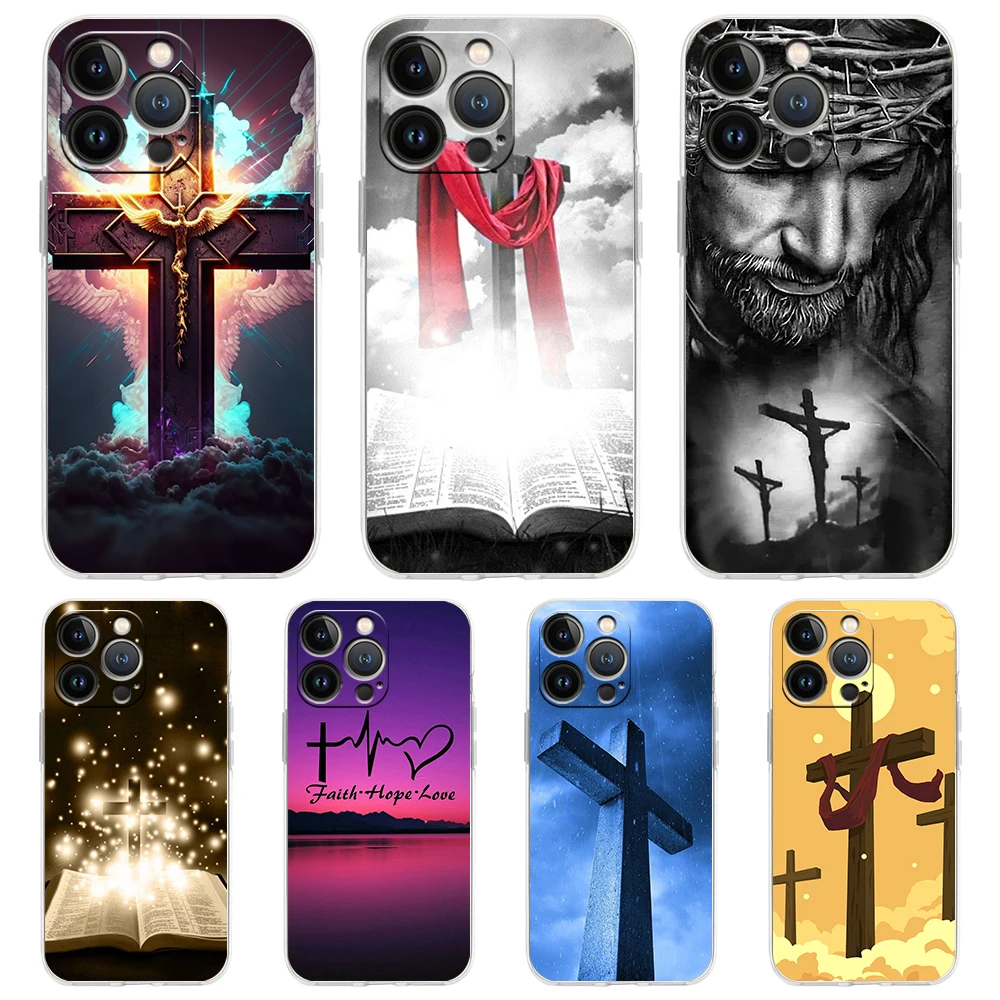 

Faith Christian Religious Jesus Clear Phone Case for iPhone 16 15 14 13 12 Pro Max Soft for iPhone 11 Pro Max 7 8 Plus XS XR Bag