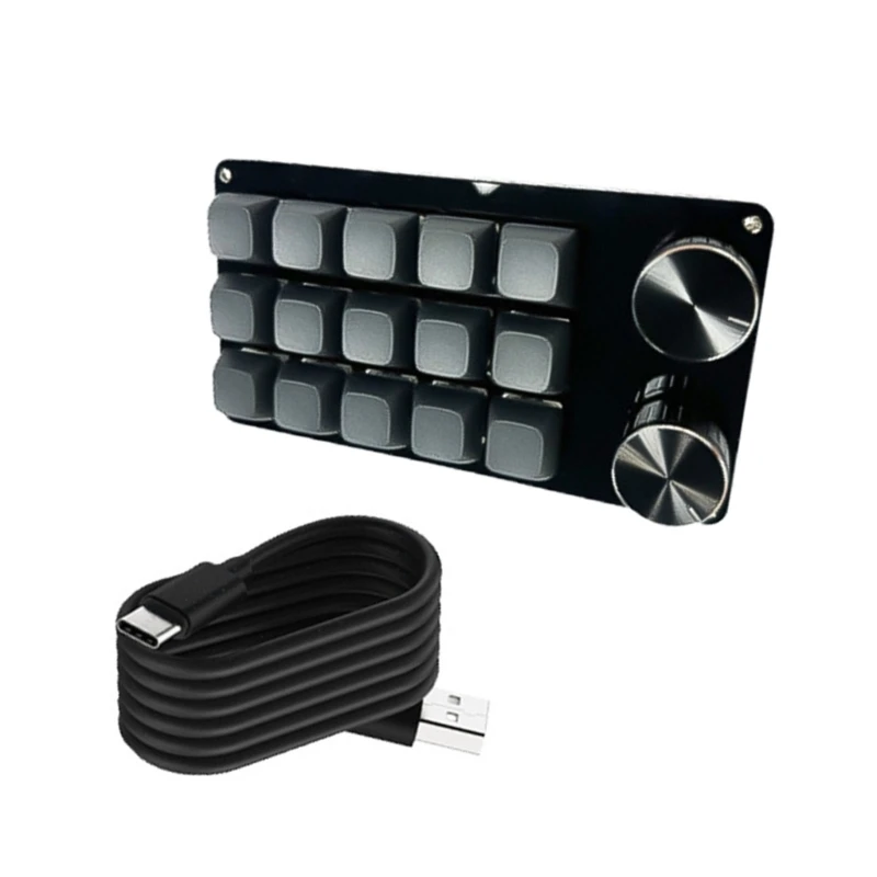 Customizable Macro Keypad with Double Knob, 9Key/10Key/12Key/15Key Mechanical Gaming Keyboards, Programmable Keypad