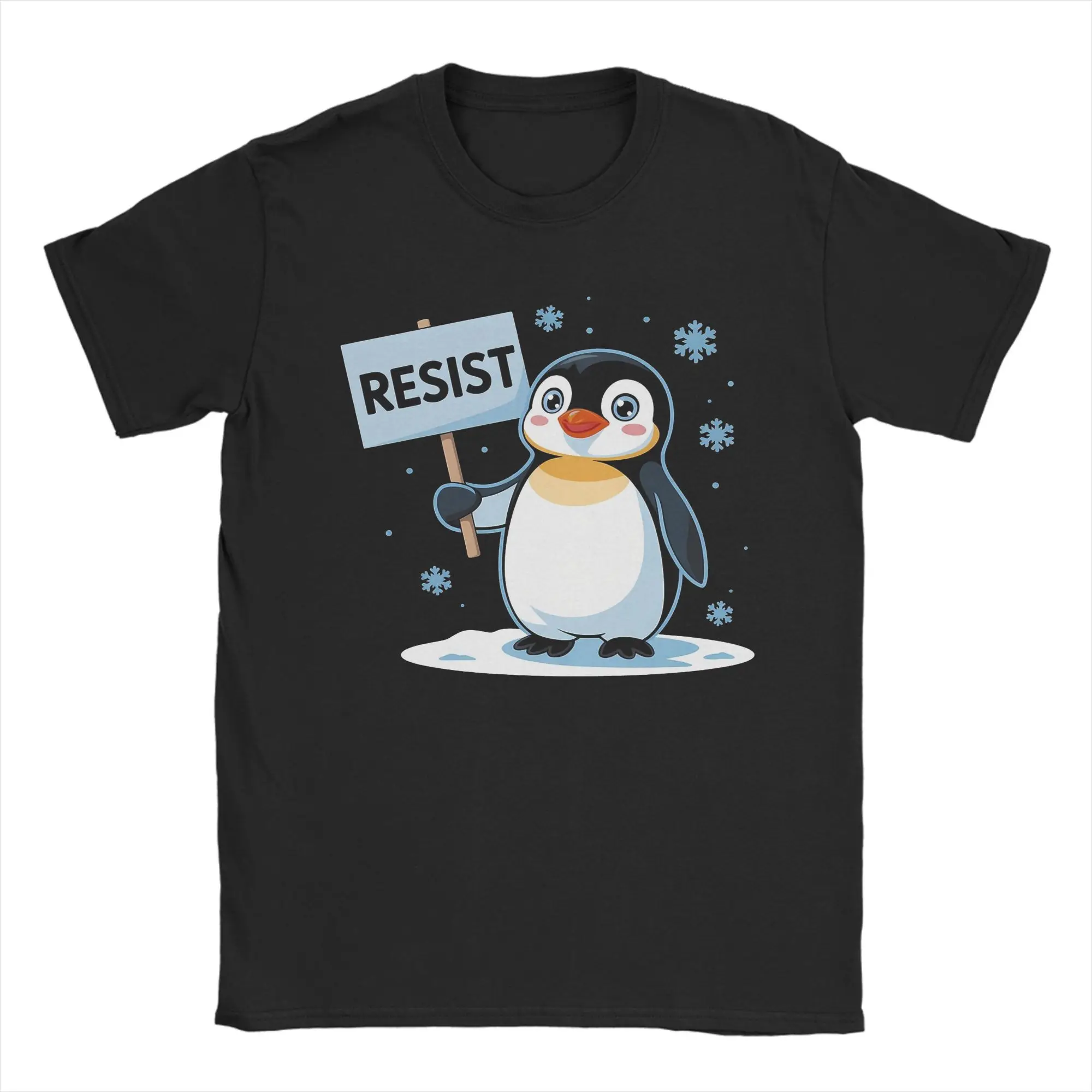 

Cute Penguin Protest Against Tariff Funny T-Shirt for Men Pure Cotton Tee Shirt Crew Neck Short Sleeve T Shirt Big Size Tops