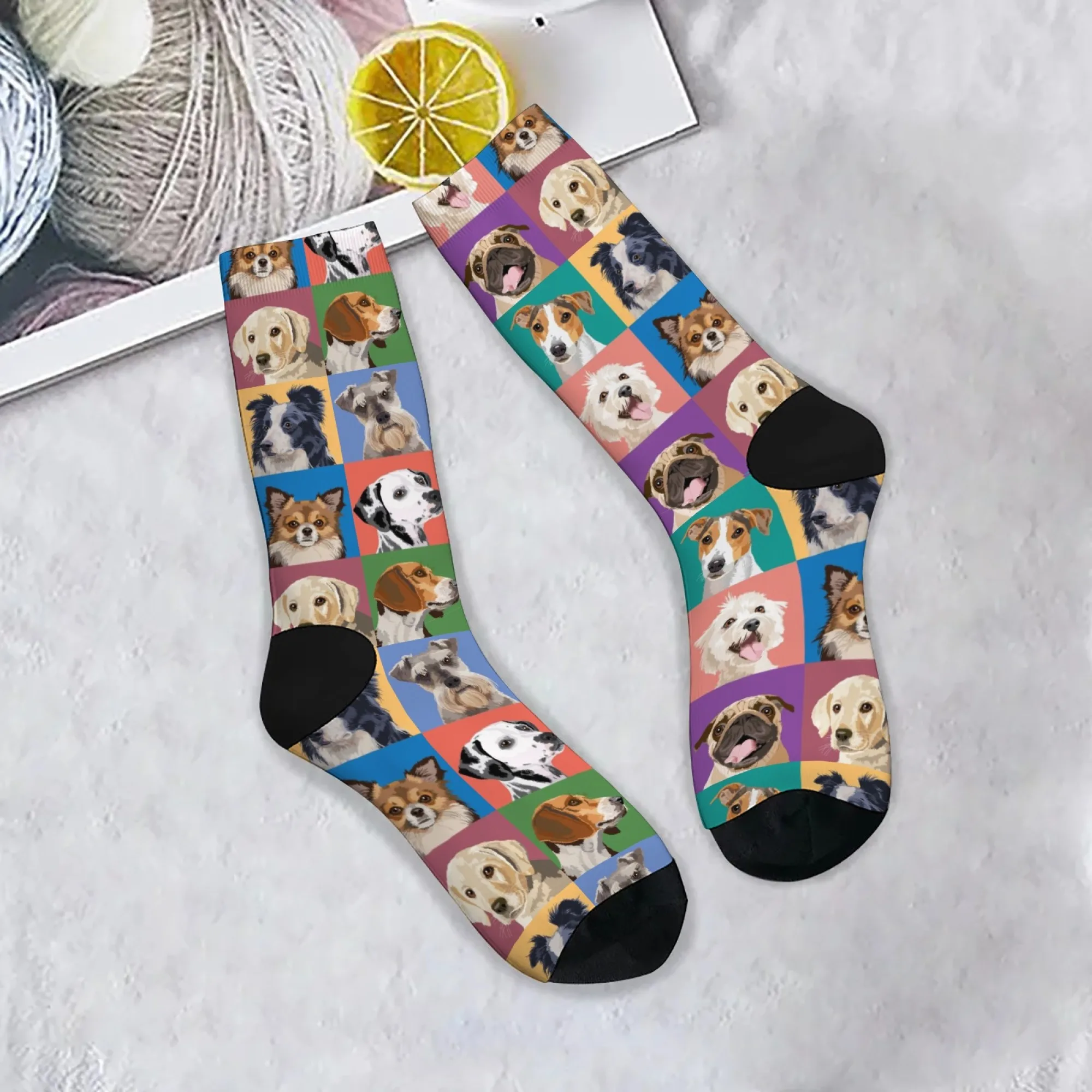 Neuheit Haustier Hund Print Herrensocken, Harajuku Retro Street Hip Hop Crew Socken, bequem, atmungsaktiv, rutschfeste Socken, Partygeschenk