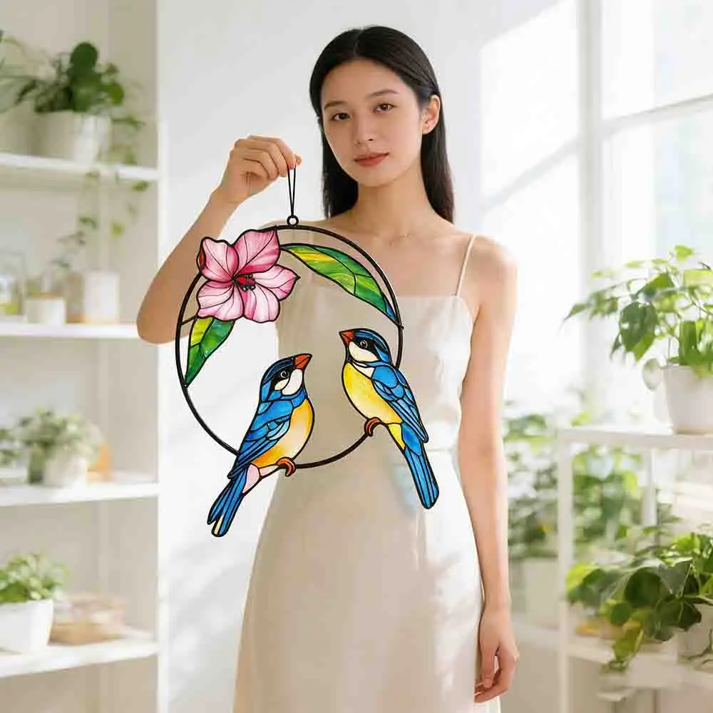 2026 Hummingbird Suncatcher Colorful Window Hanging Ornament Vivid Garden Home Decoration Elegant Bird Pendant Art Gift