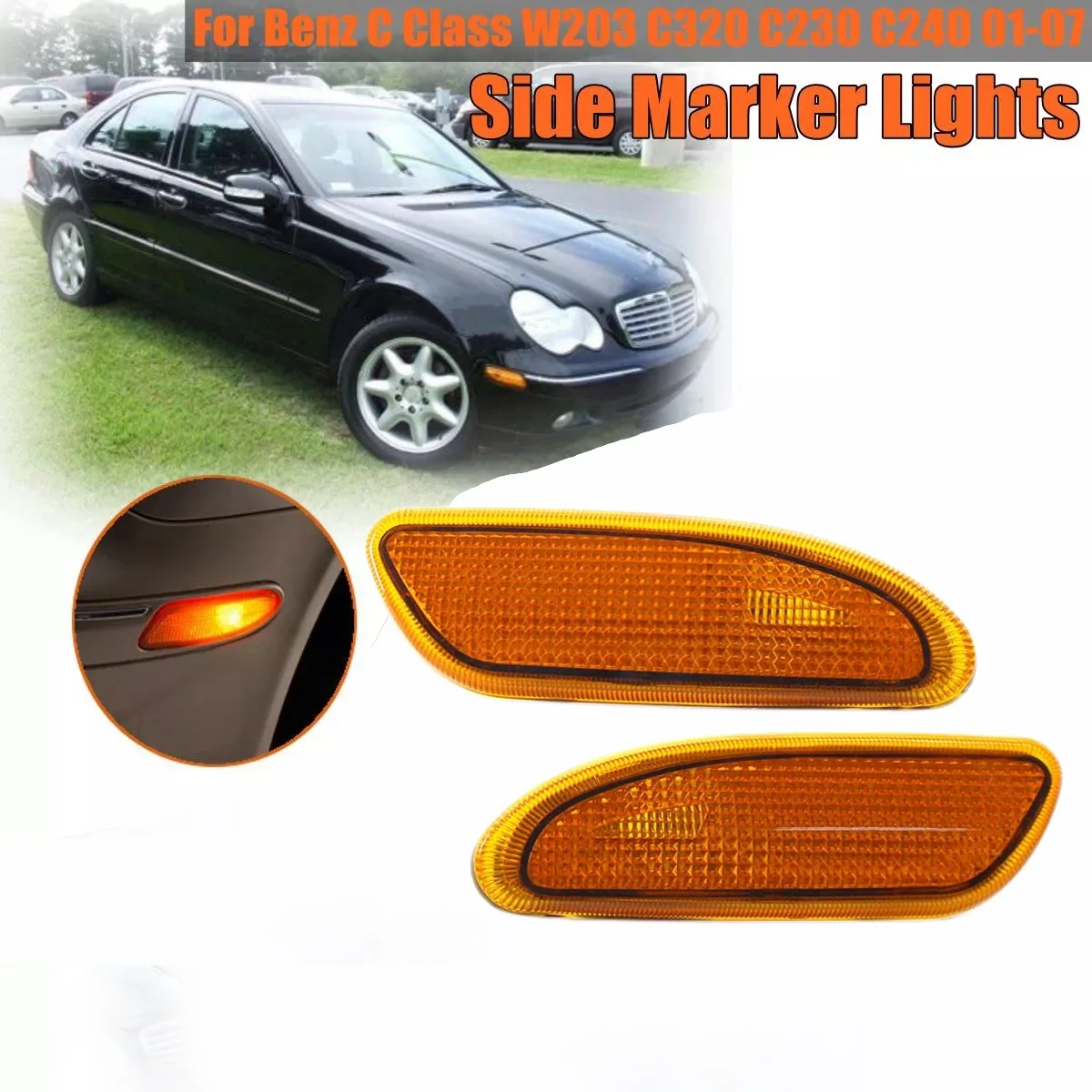 2 x Front Bumper Turn Signal Side Marker Light without Bulb for Benz C Class W203 C320 C230 C240 2001-2007