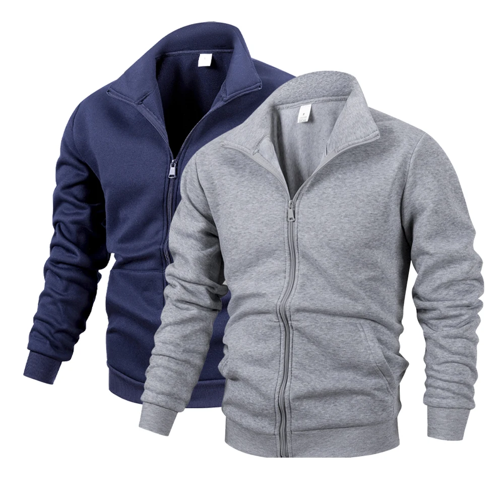 

Мужская повседневная спортивная толстовка с воротником-стойкой на молнии, пальто, мужской однотонный кардиган с длинными рукавами, куртка, уличный спортивный костюм для мужчин