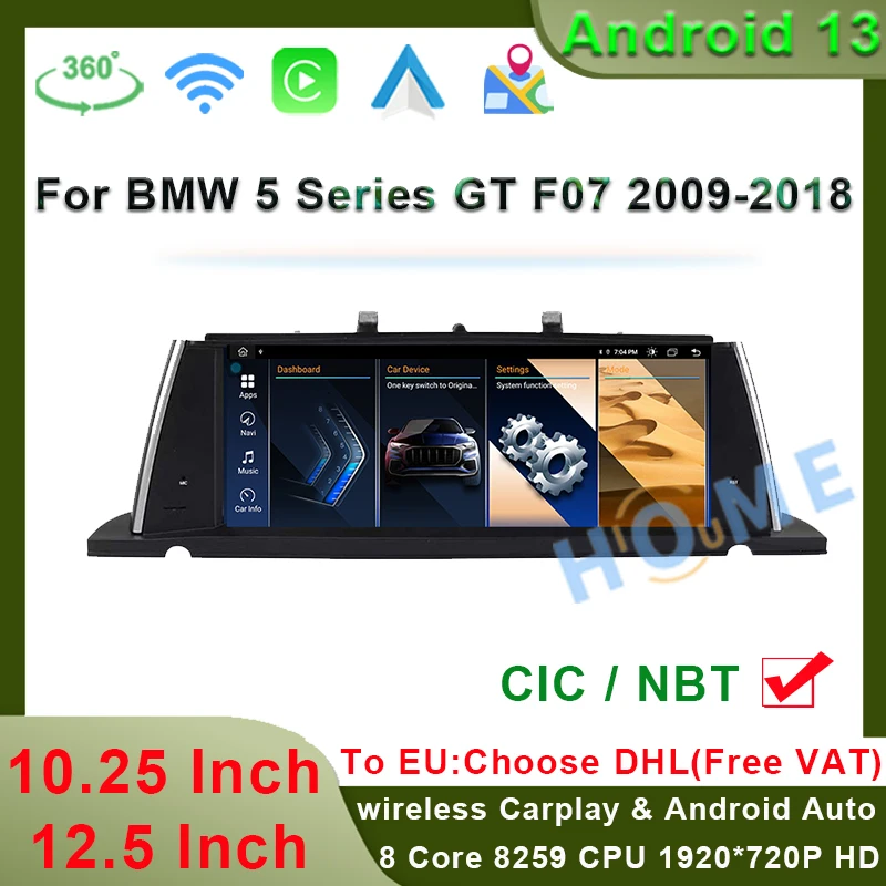 

GPS Navigation 8+128G Android 13 10.25" 12.3" Carplay Auto For BWM 5 Series GT F07 2009-2016 Central Multimedia Video Player 4G