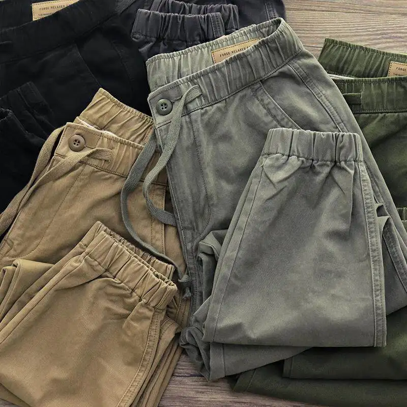 

American Style Casual Workwear Pants Men Summer Cuffed Large Size Outdoor Dirt Resistant Wearable Labor Protection Trousers
