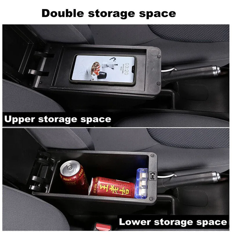 Dual Layer Armrest Box For VAUXHALL Opel Corsa D 2006-2014 Console Storage Cente