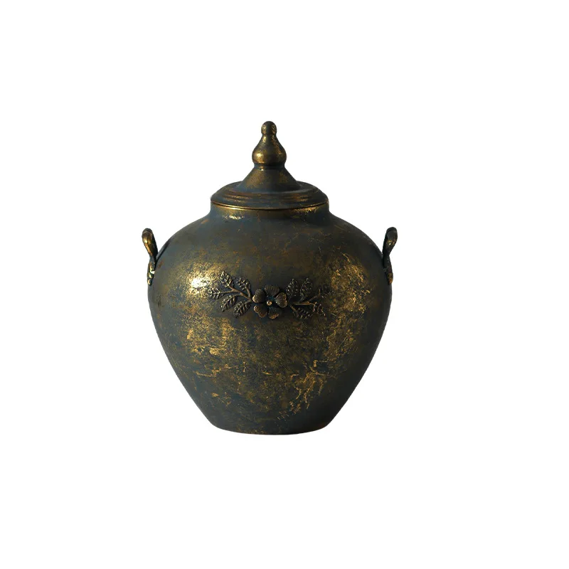 

Mottled retro wrought iron vase, wabi-sabi wind decoration porch ornament