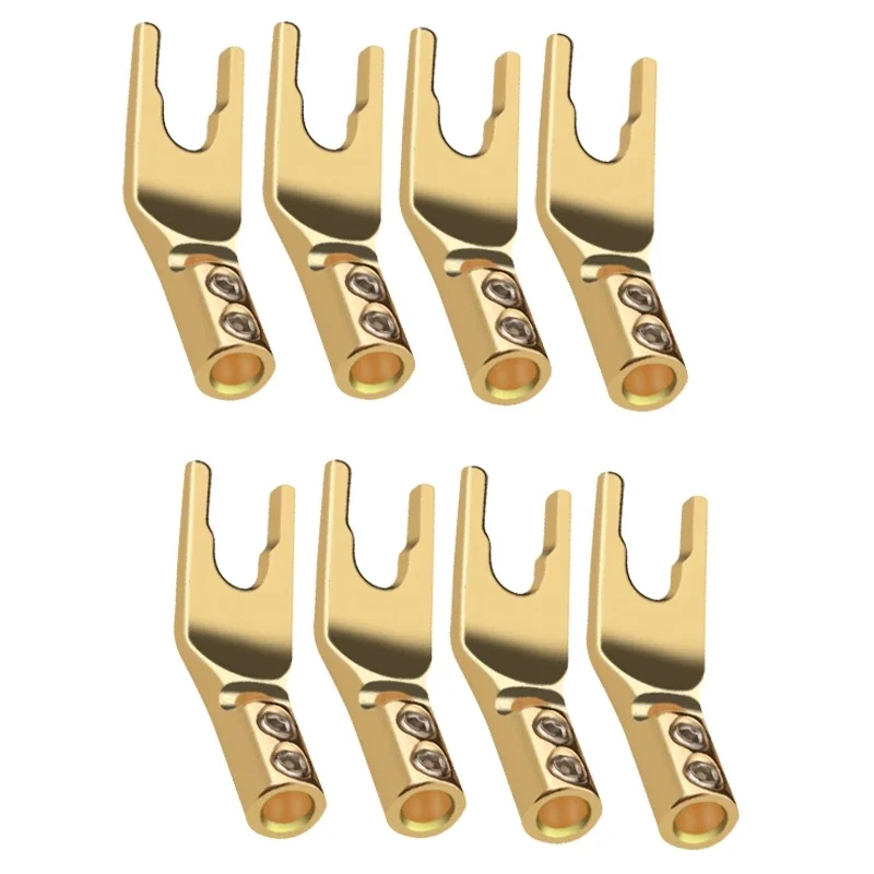 

8pcs Copper Gold-plated Y-shaped Plug Connector No Welding HiFi Audio Amplifier Speaker U-shaped Plugs