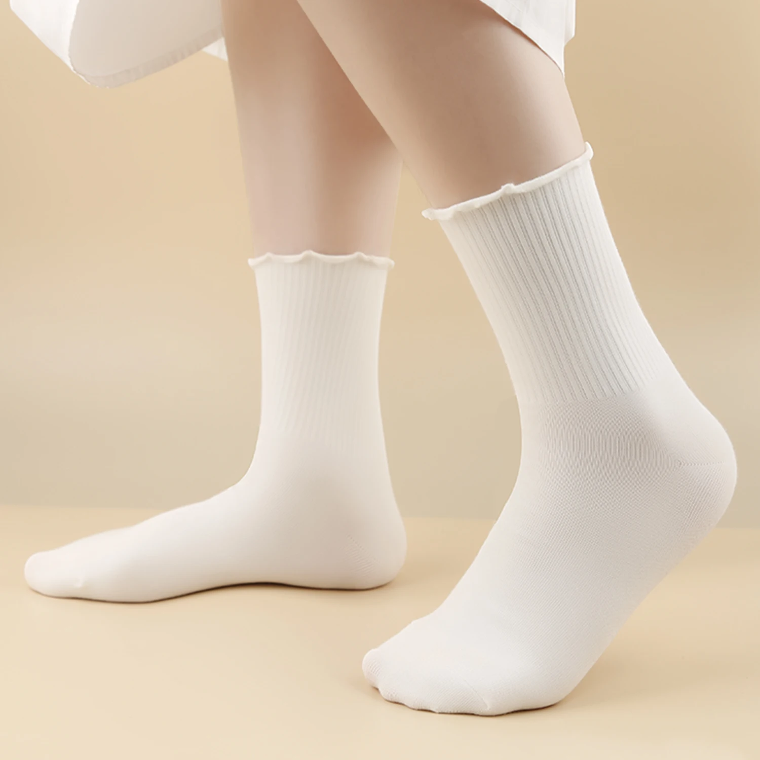 White fungus edge pile socks summer thin Japanese JK socks children Lolita Mary Zhen shoes cute lace mid tube socks