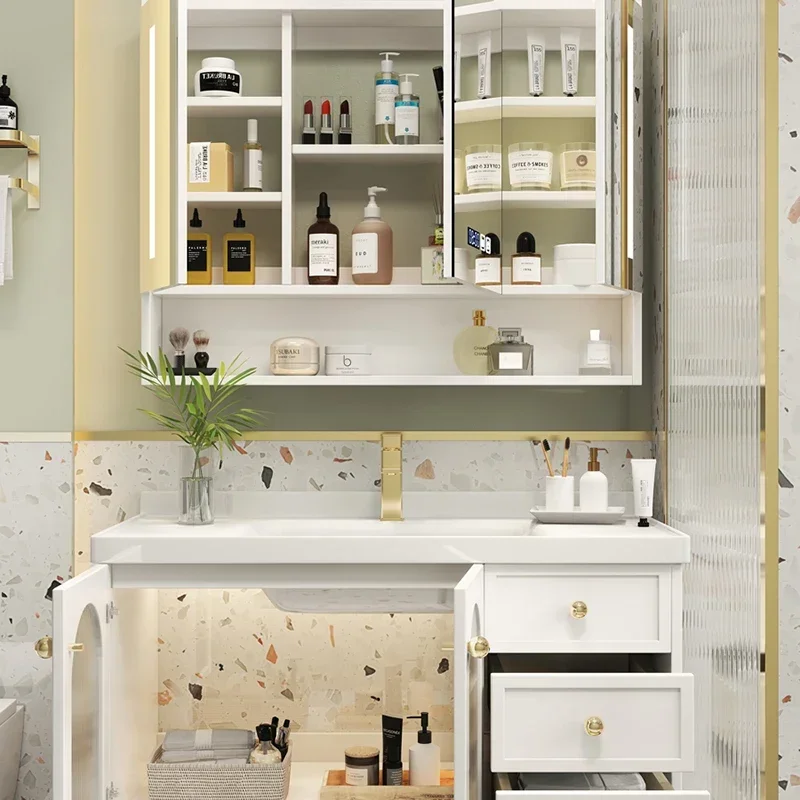 Modern Multifunction Bathroom Vanities Shelves Storage Sink Open Bathroom Vanities Simple Design Home Furniture Gabinetti LLBC image 3