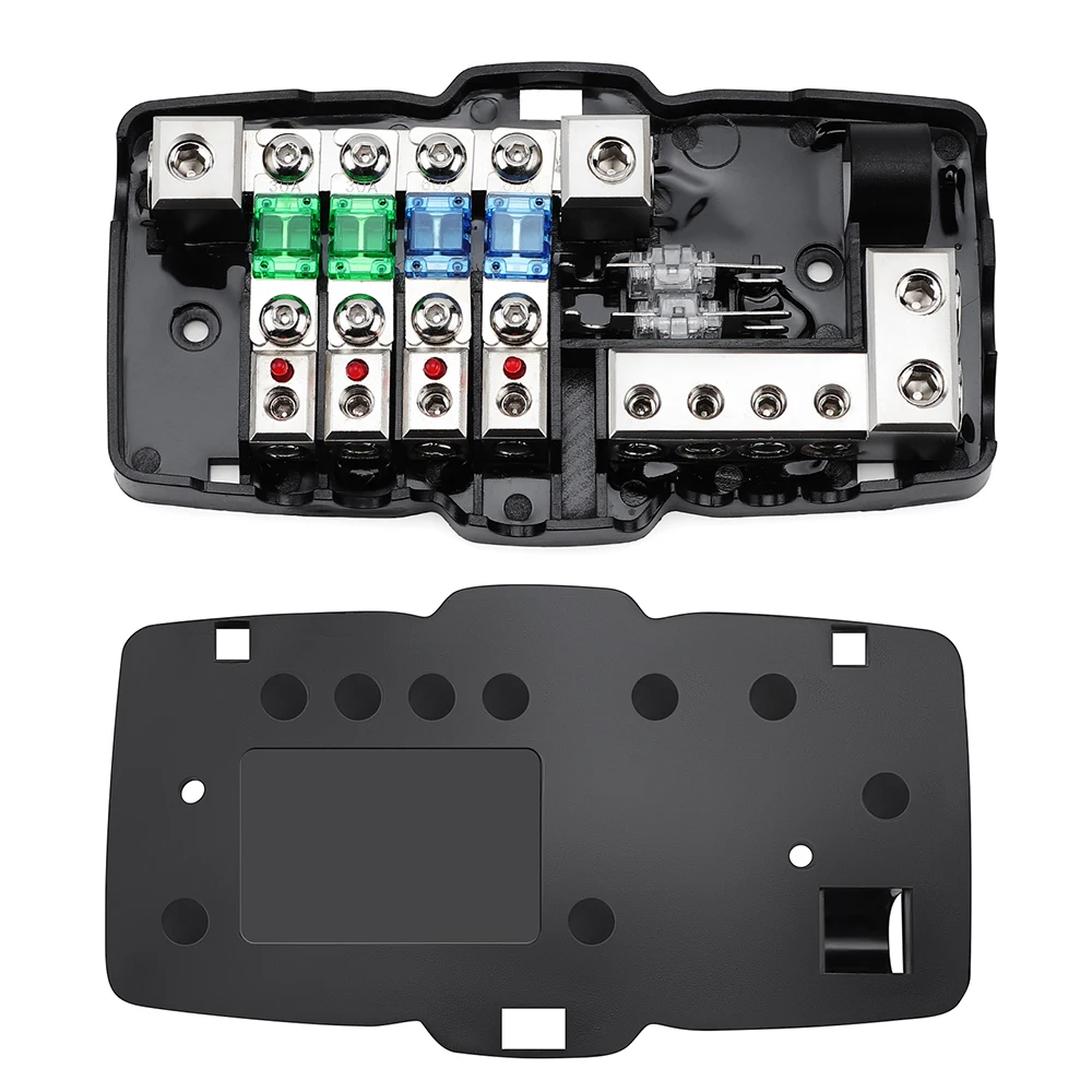 

Многофункциональный блок предохранителей с LED-индикацией для автомобильной аудиосистемы, держатель предохранителей для распределения питания 12В-24В для автомобилей, фургонов и кемперов