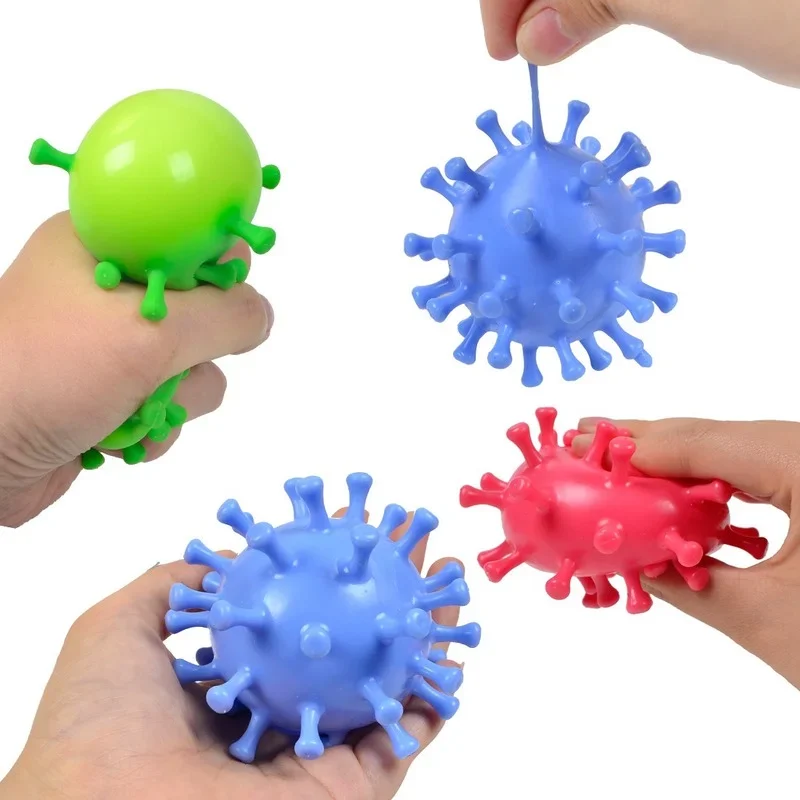 8cm Diameter Simulation Virus Shape Colorful Ball Massage Squishy Ball Kids Adults Anti Stress Decompression Toys