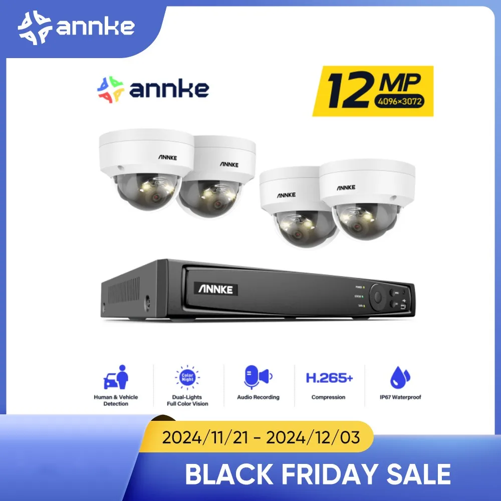 ANNKE 12MP Video Surveillance System 8CH NVR Smart Dual Light POE Camera Night Vision Audio Security Protection Cameras CCTV Kit