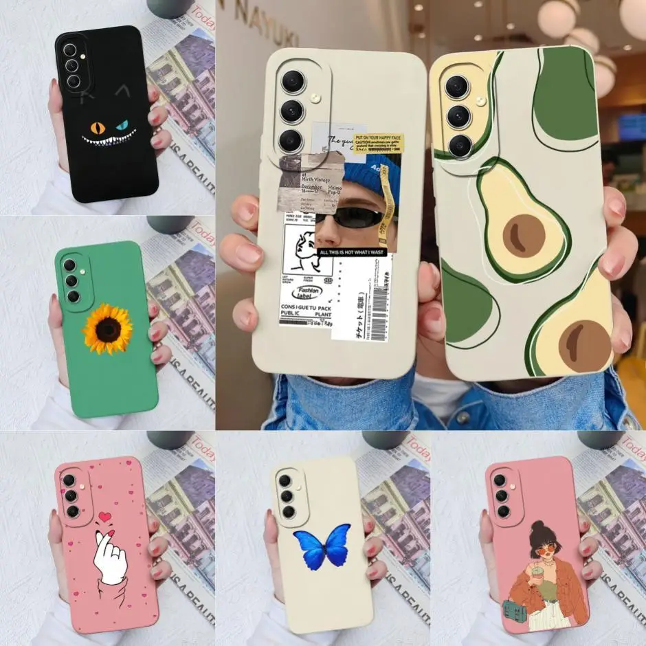 For Samsung Galaxy A34 5G Case Matte Soft Silicone Shell For Samsung A 34 5G New Design Cute Avocado Cartoons Ultrathin Fundas