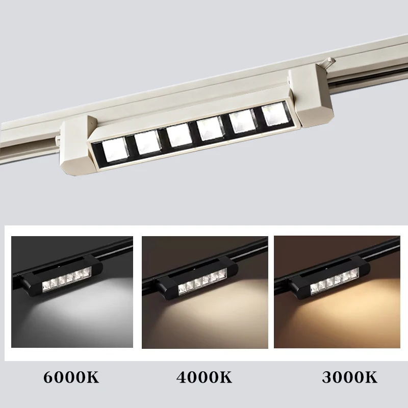 12W Super Bright LED Track Spotlight - AC110V/220V Linear Grille, Thick Aluminum, 2-Line Rail, Surface Mounted for Home/Shop