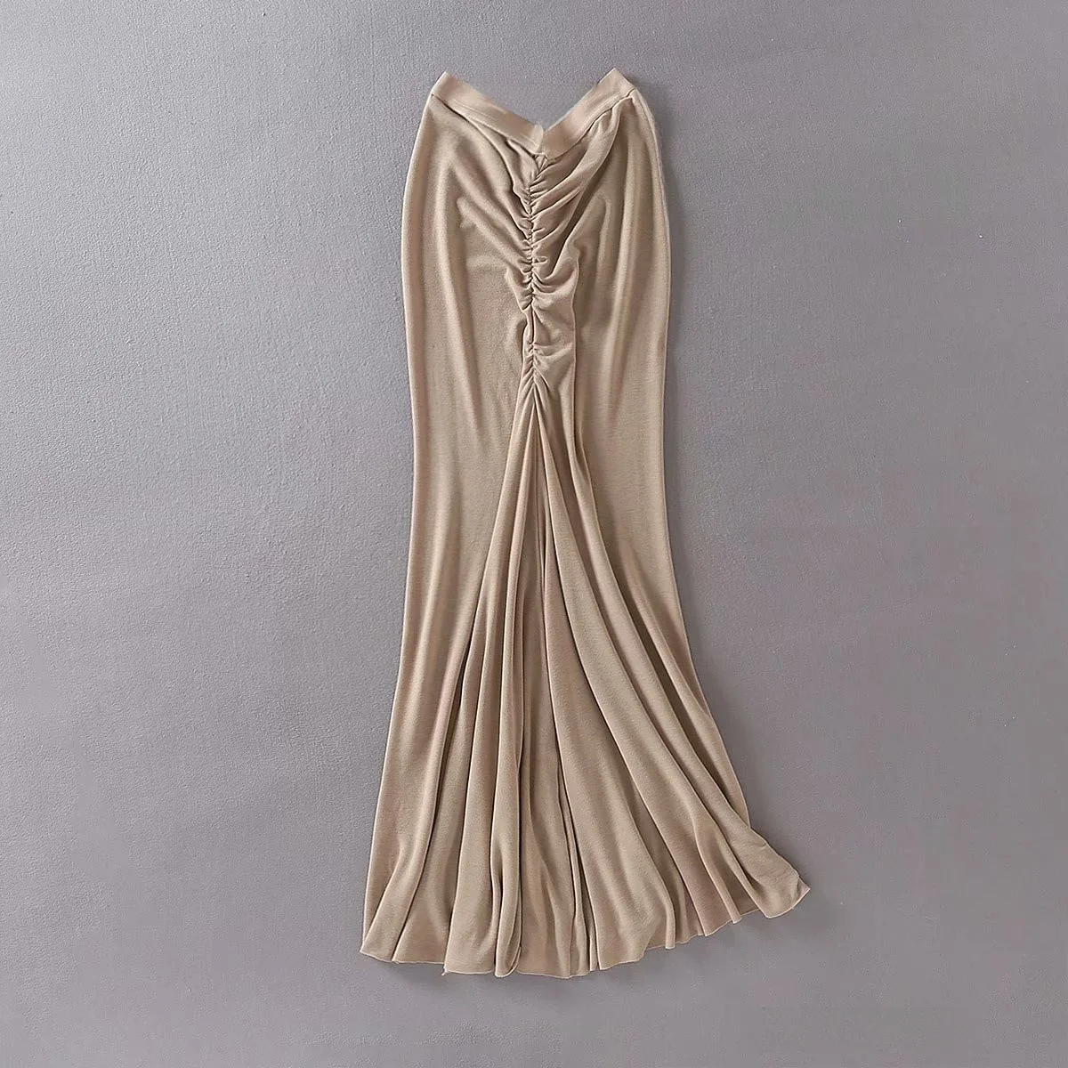 Street Sle hoge taille lange rok dunne elastische taille voorkant Ba geplooid f Body lange Dr voor dames herfstseizoen