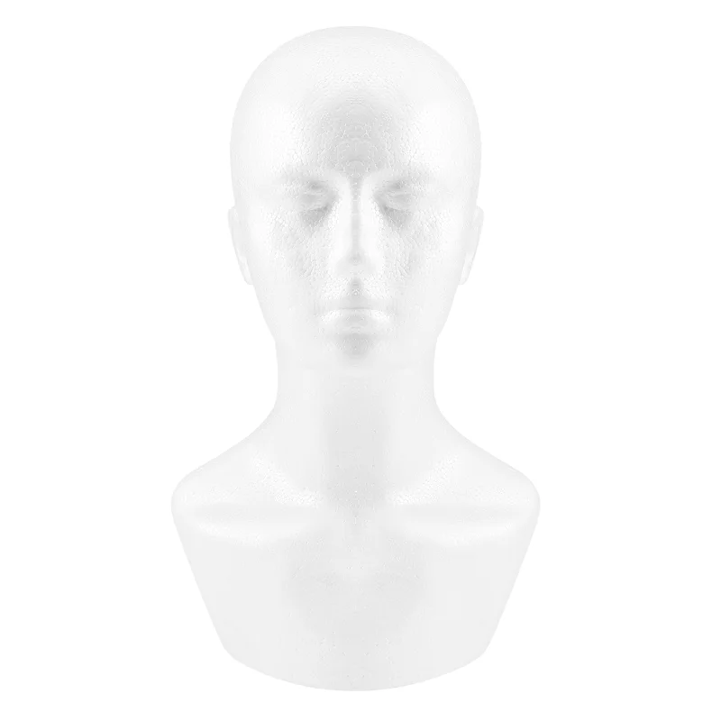 A19Q-Foam Male Display Mannequin Head Dummy Wigs Hat Scarf Stand Model