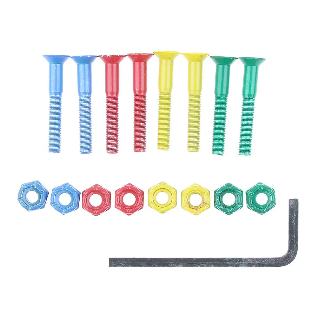

8pcs Replacement Skateboard Truck Hardware Set Screws Bolts Nuts w/ Wrench