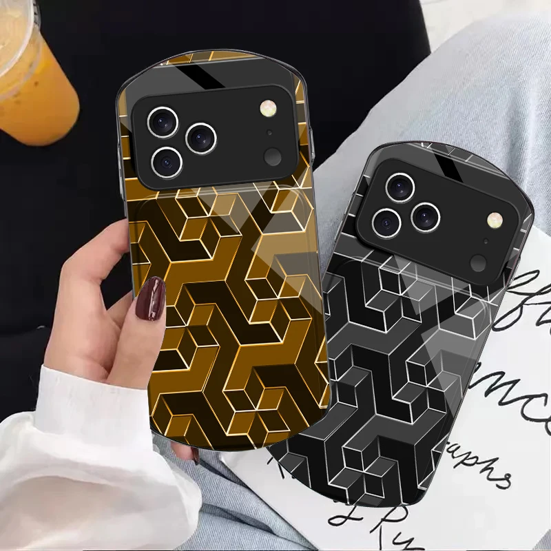 

Abstract geometric grid For iPhone 17 16 15 14 Pro 13 Plus 12 mini 11 Pro Max XR X S 7 8 Elliptical Tempered Glass Phone Case