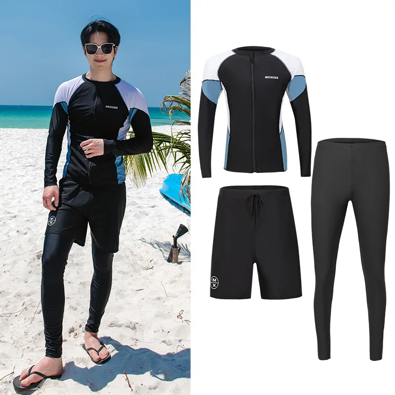 

Мужской рашгард, комплект для тренировок, компрессионная рубашка для плавания, брюки, топ с длинными рукавами, спортивный плотный базовый слой, быстросохнущий гидрокостюм