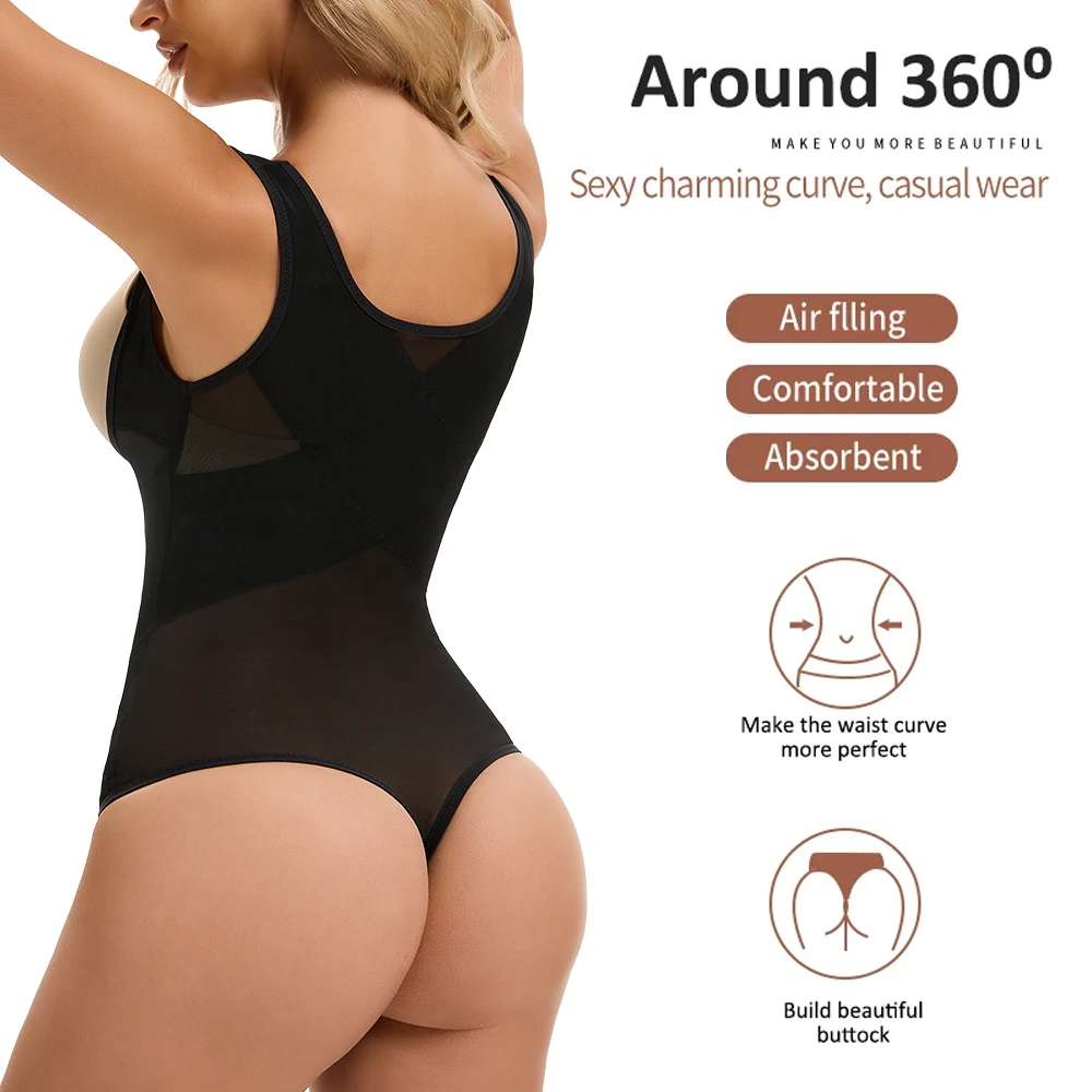 Women Thong Bodysuits Full BodyShaper Sexy Tummy Control Shapewear MISS MOLY Mesh Slimming Flat Belly Underbust Corset