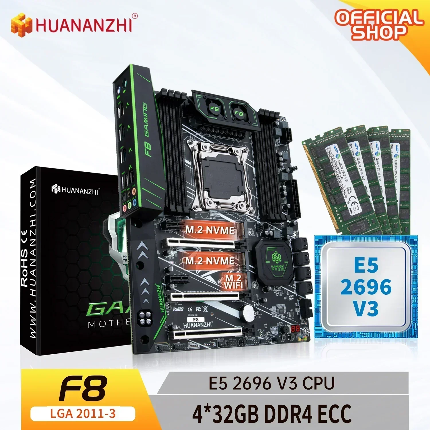 

Материнская плата HUANANZHI X99 F8 LGA 2011-3 XEON X99 с комбинированным комплектом памяти Intel E5 2696 v3 с 4*32G DDR4 RECC NVME SATA RU