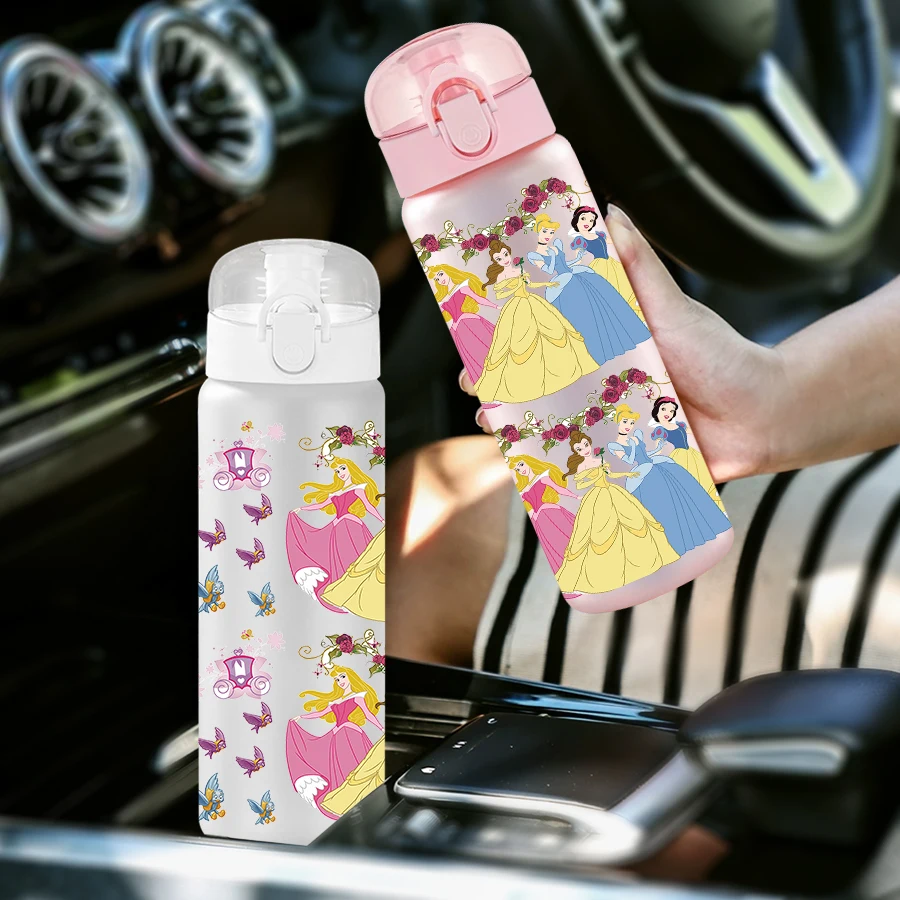 Tazza sportiva per bottiglia d'acqua in plastica da 26 once Disney Princess/floreale/floreale da 1 pezzo come regalo di compleanno/retro a scuola