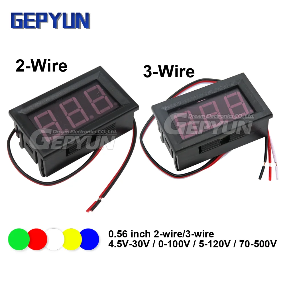 0.56\'\' Mini Digital Voltmeter AC DC 2-Wire 3-Wire 0-30V 0-100V 4.5V-30V 5-120V 70-500V Voltage Panel Meter 6V 12V 24V 110V 220V