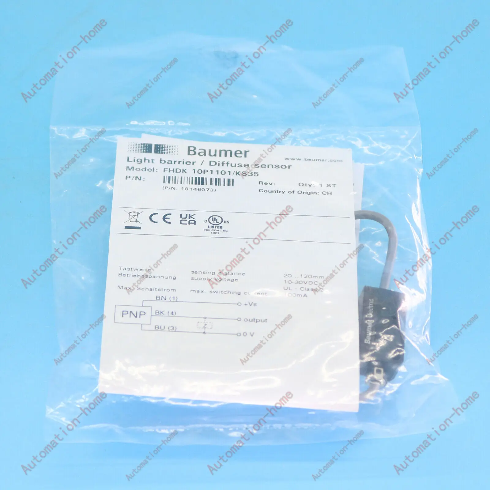 Baumer FHDK 10P1101/KS35 Photo Electric Sensor, 10-30VDC