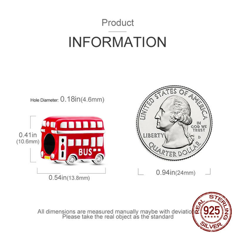 ลูกปัดจี้รูปรถบัสและรถไฟเงินแท้ 925 พร้อมสร้อยข้อมือแท้ - ของขวัญเครื่องประดับ DIY สำหรับผู้หญิง