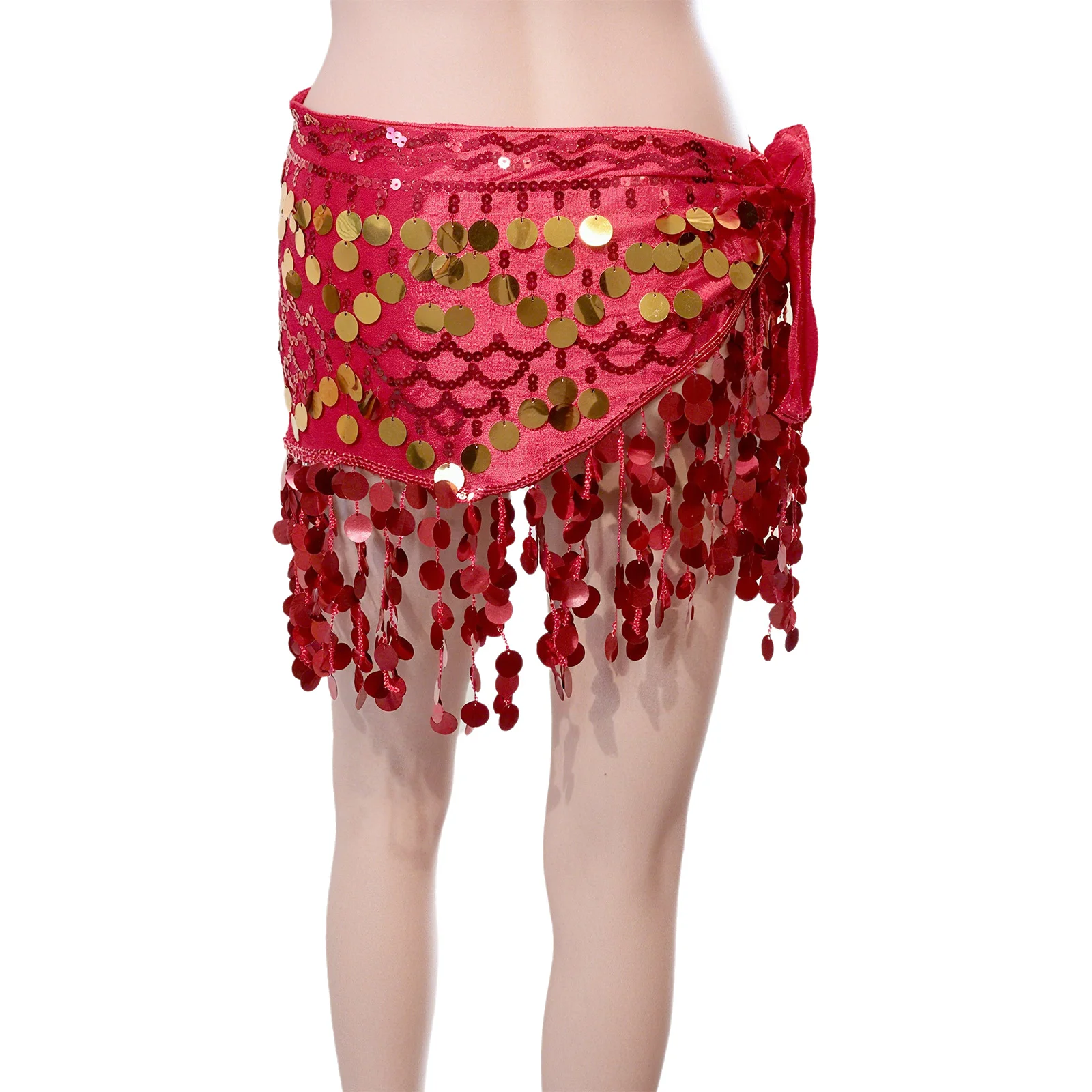 女性ベリーダンスベリーダンスヒップスカーフダンスウェアスパンコールタッセルレースアップウエストスカートヒップラップステージパフォーマンスダンスクラス用