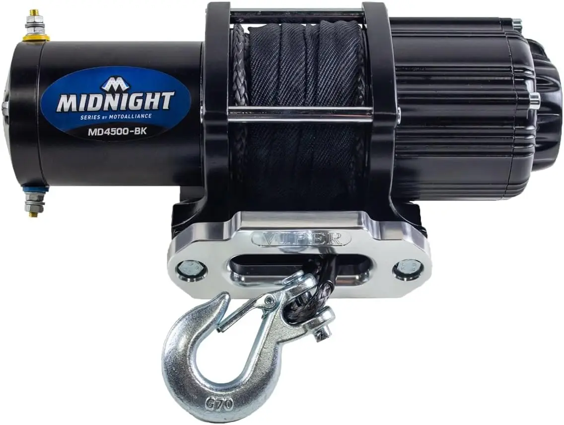 MOTOALLIANCE® Viper 4500lb ATV/UTV Wireless Winch with 50' of Black Synthetic Winch Rope. Waterproof IP67 Rated and Designed in