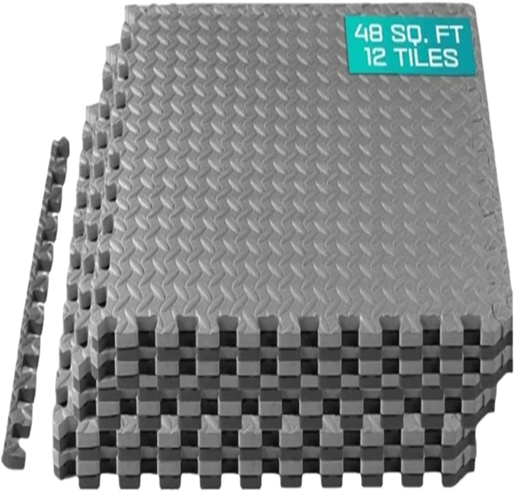 

Yes4All 24SQFT-144SQFT Puzzle Exercise Mat for Home Gym, EVA Interlocking Foam Floor Tiles with Border for Workout