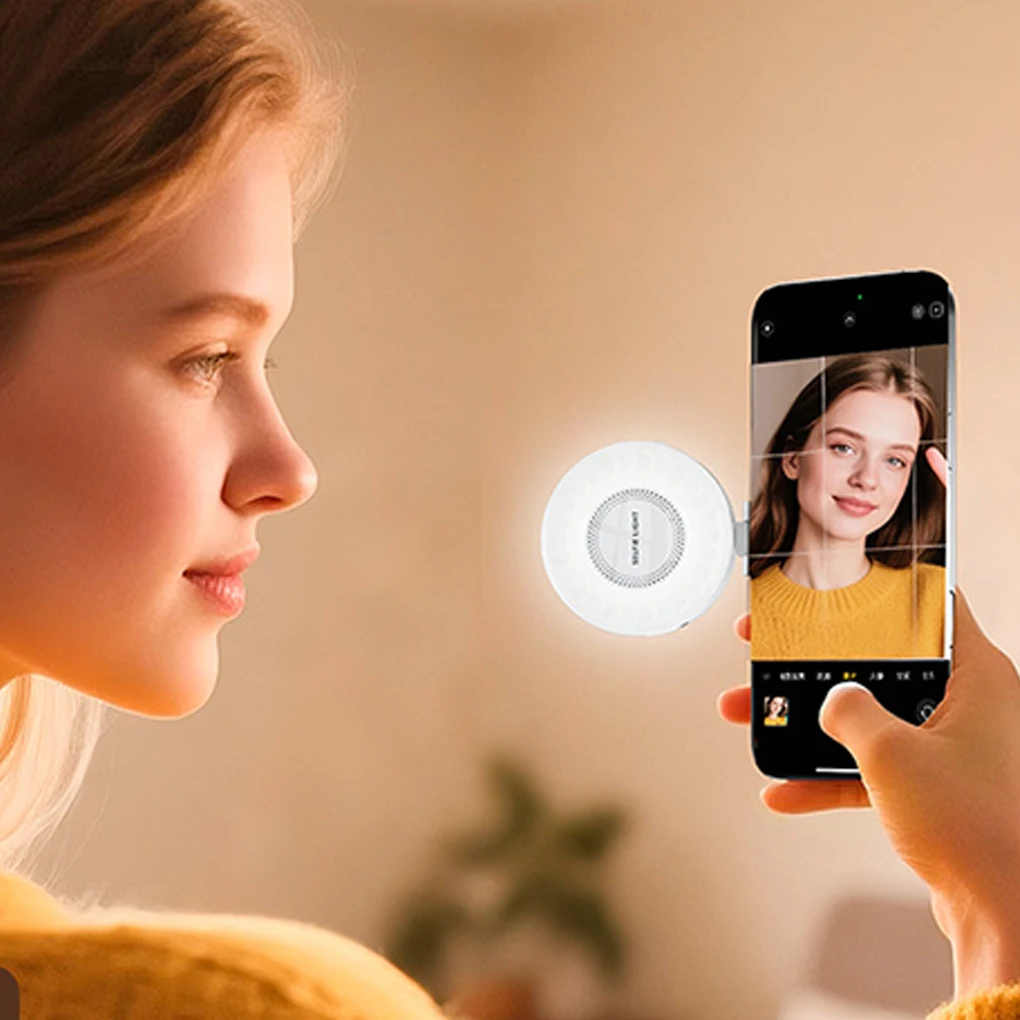LED Selfie Fill Light for Magnetic Phone Adjustable Brightness Magnetic -Compatible Smartphone Vlog Photography Video Accessory