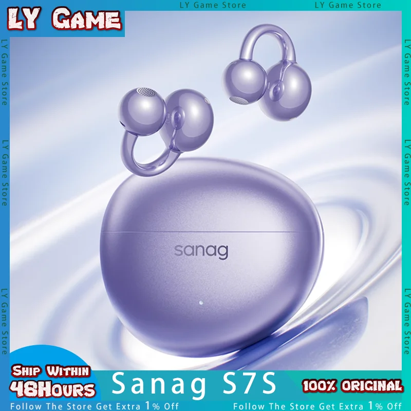 Sanag S7S AI Free Clip Open Headphones Wireless Earphones Bluetooth 5.4 Headset IPX4 Stretchable Ear Bridge Custom Earbuds