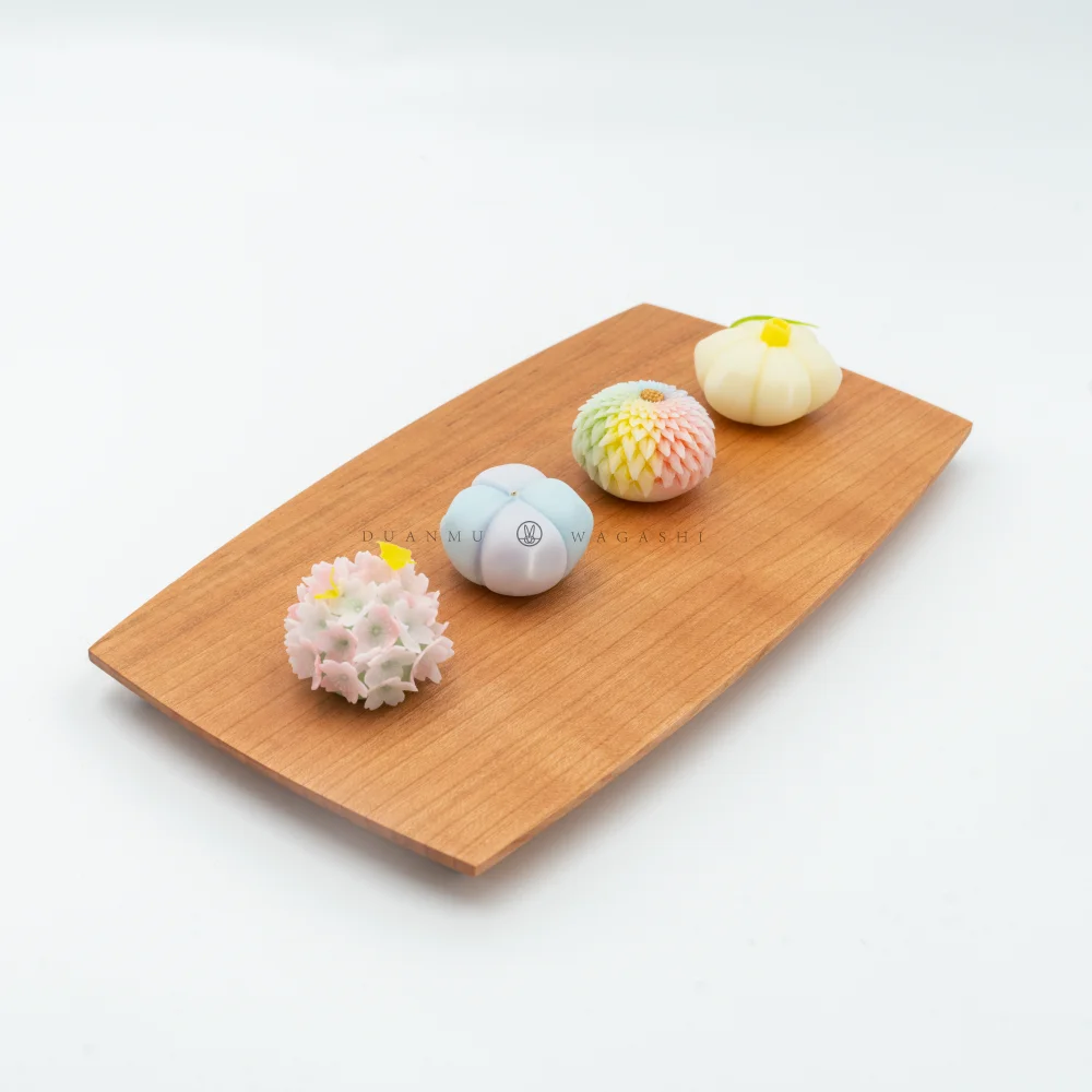 Japanese wagashi  basic wooden wagashi tray solid wood display plate