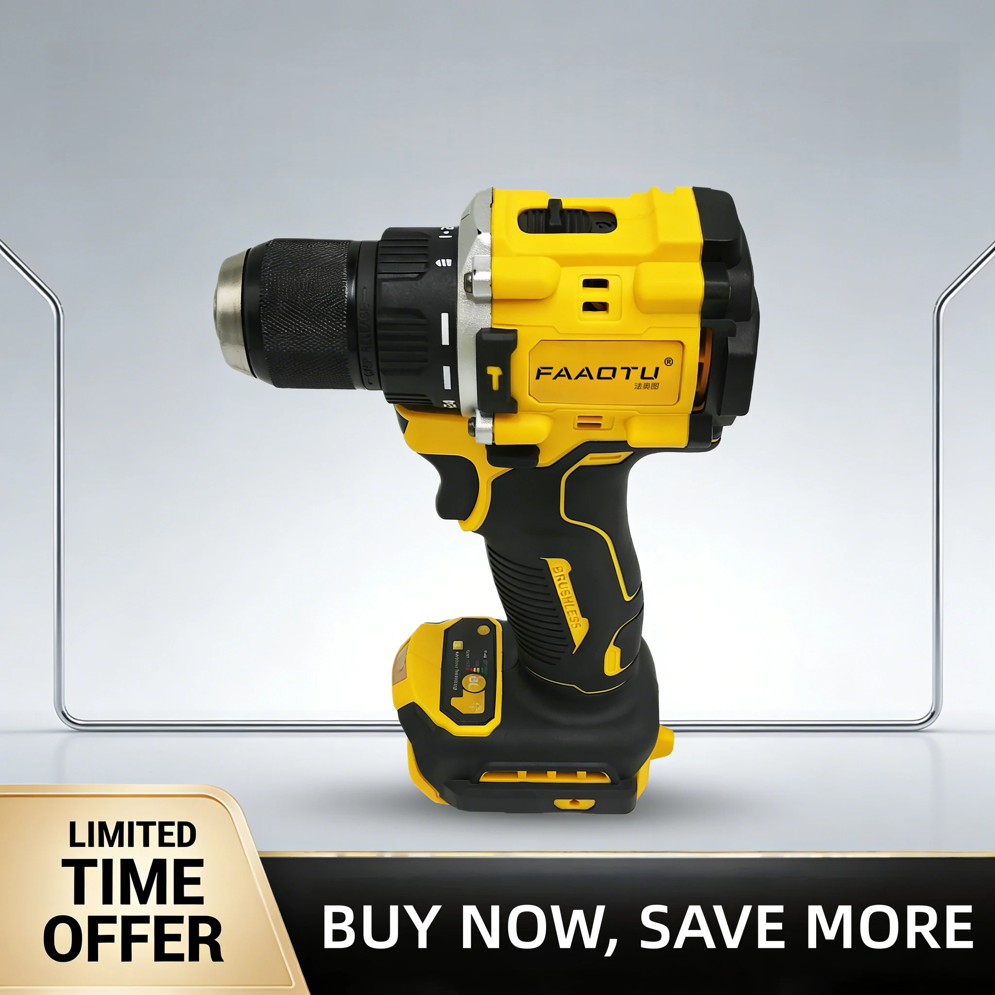 FAAOTU 805 20V Cordless Brushless Drill Driver (Tool Only) for Wood Metal Plastic Suitable for DW battery