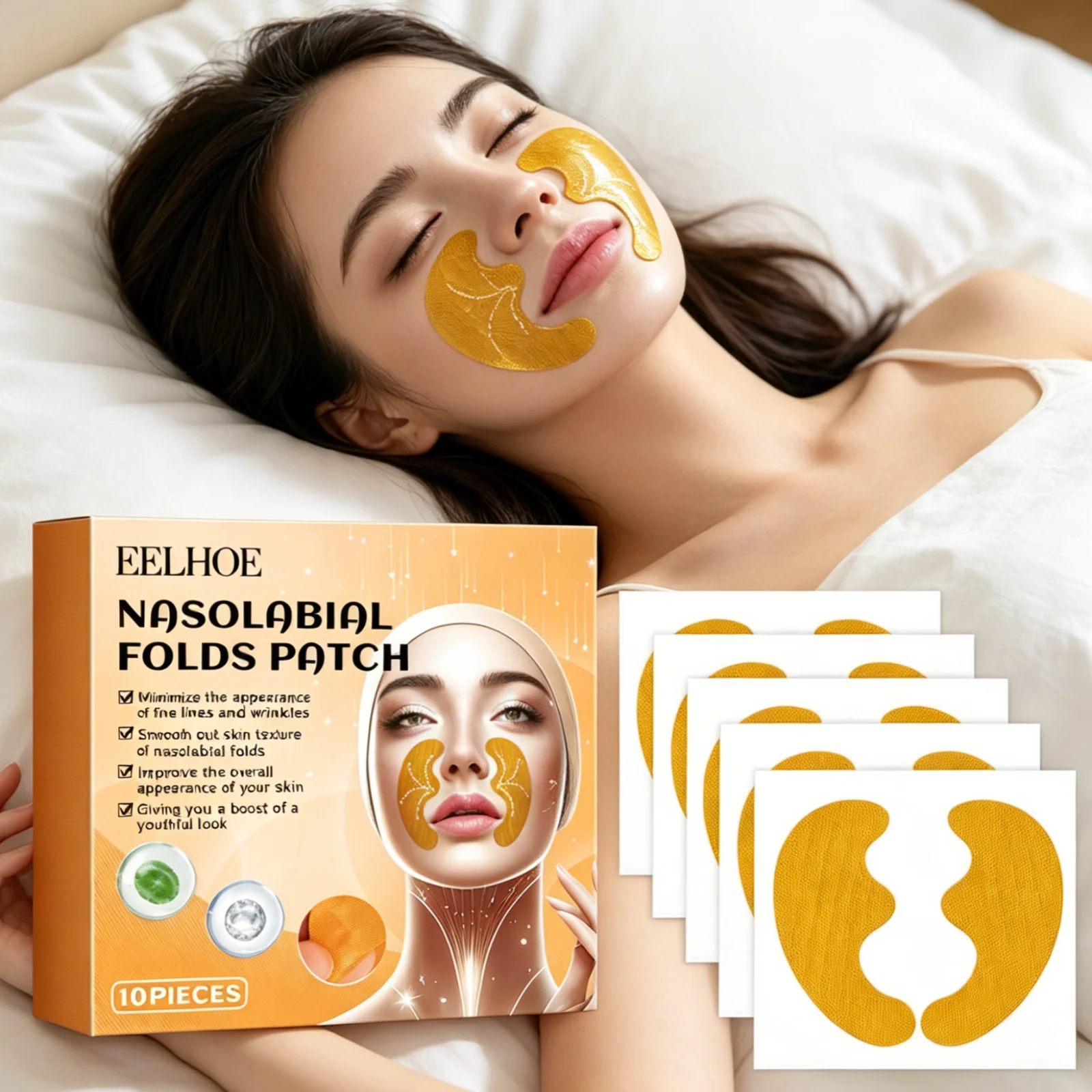 EELHOE Nasolabial Fold Patches Anti Wrinkle Reduces Fine Lines Firming Skin Lifting Youthful Looking Rejuvenating Facial Patches