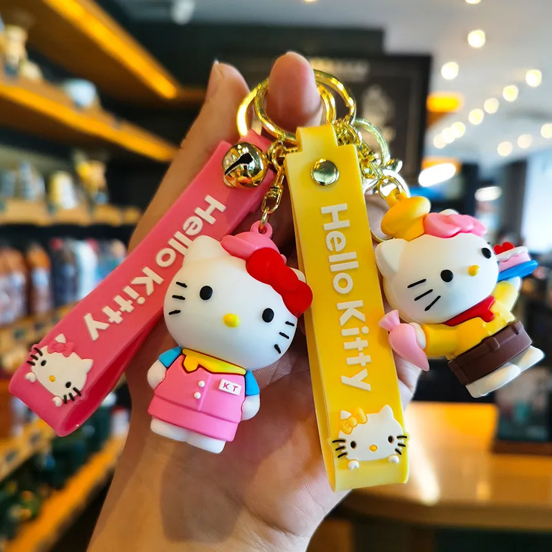 

Cartoon Bowknot Hello Kitty Keychain Creative Student Bag Exquisite Doll Accessory Wedding Gift Fashion Toys Anime Cartoon