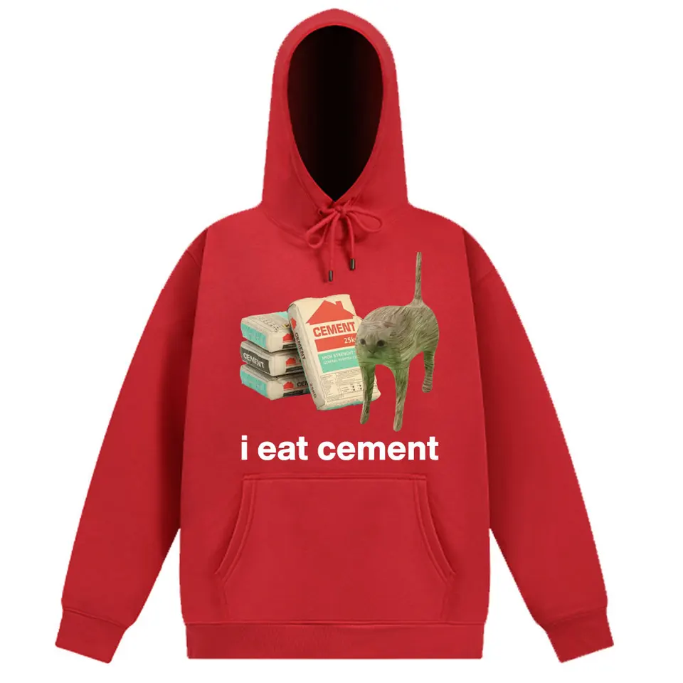 I Eat Cement Cursed Cat Funny Meme Retro Hoodie Man's Woman Fashion Sweatshirts Long-sleeved Oversized Harajuku Unisex Tracksuit, image 15