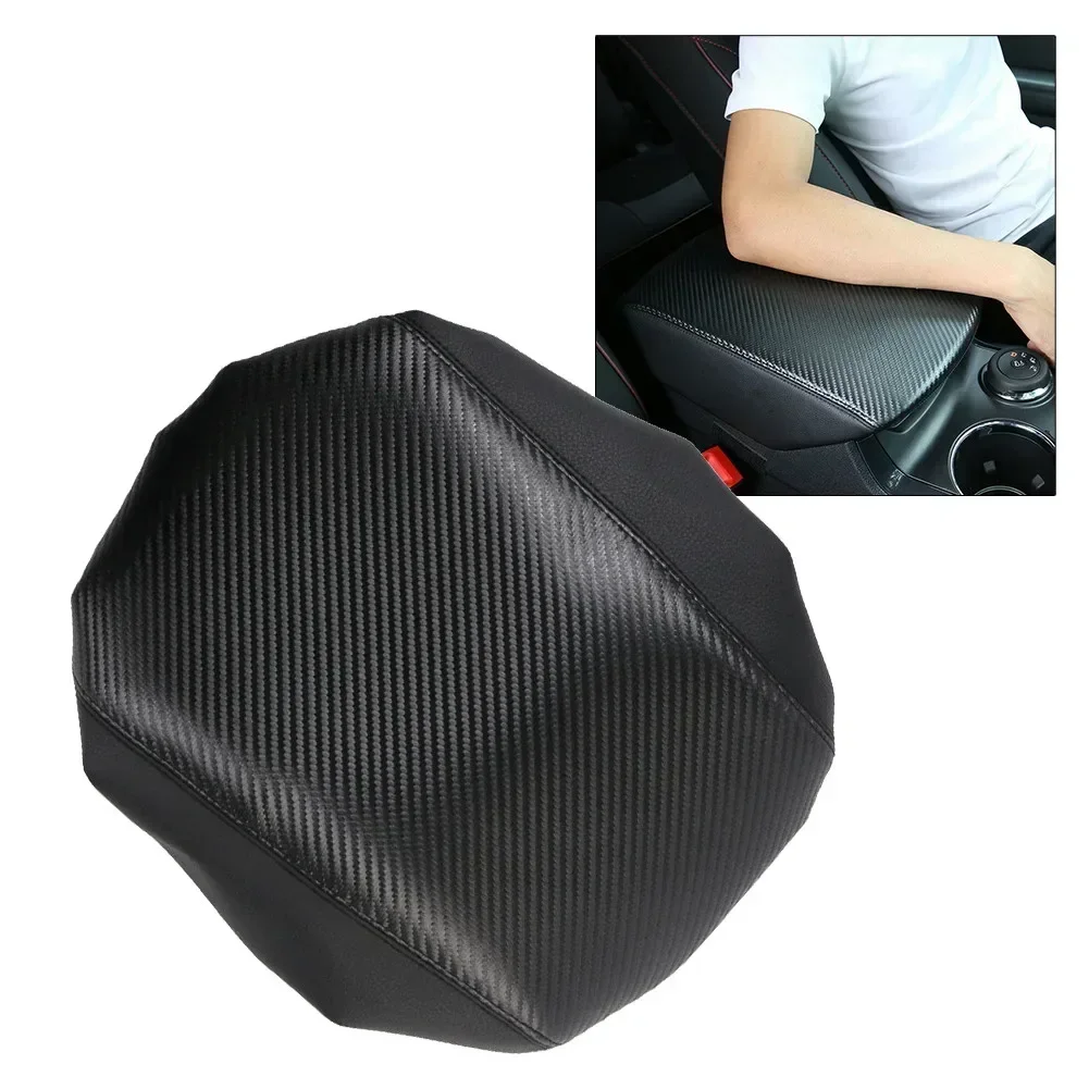 คาร์บอนพนักพิงฝาครอบหนัง Faux Armrest สีดําสําหรับ Ford Explorer 2011-19 Grain อะไหล่อุปกรณ์เสริม