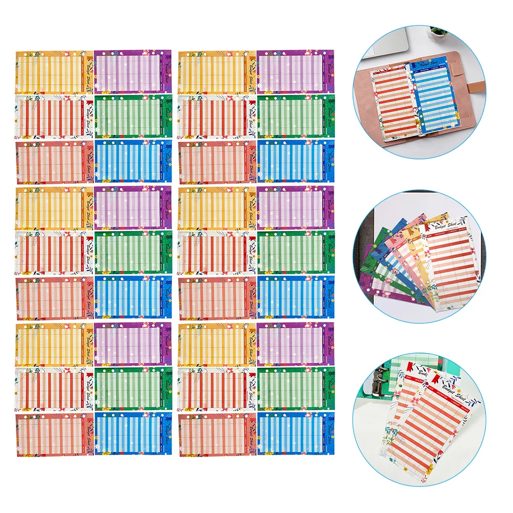 

36 Daily Planner Sheets Household Office Supplies Cash Recording Cards Expense Tracker Punch Hole Design Practical Budget Cards