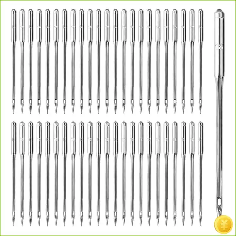 100PCS Sewing Machine Needles Universal Sizes Heavy Duty Sewing Machine Needles For Embroidery Leather Jeans (110/18)