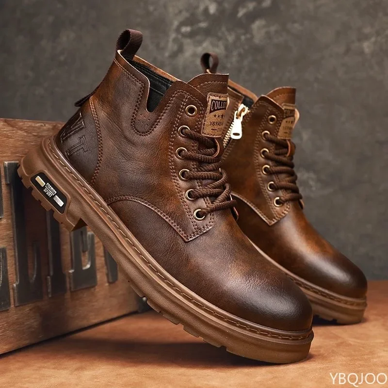 Herbst-Sieger: Neue, bequeme High-Top-Schuhe im Retro-Stil, modische, vielseitige, lässige, warme, kurze Stiefel, elegante, minimalistische Herrenschuhe. – Detail 8