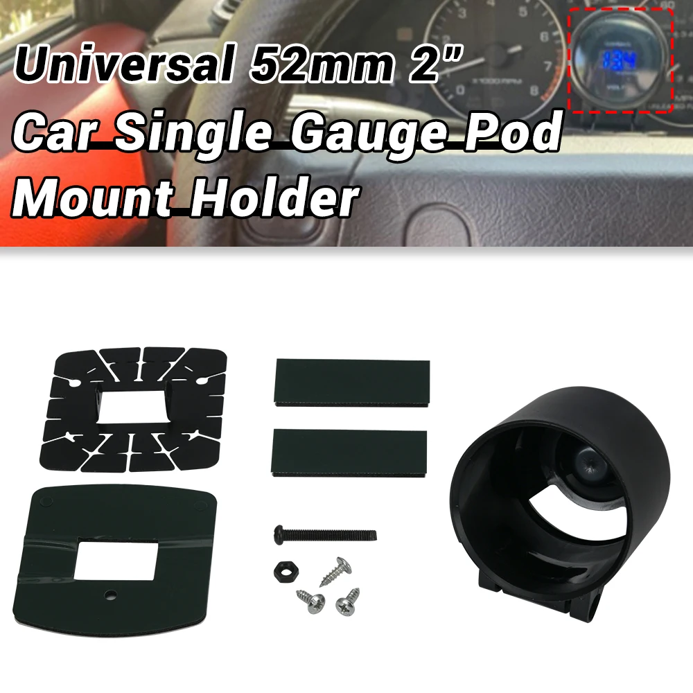 52mm 2'' Single Gauge Car Gauges Pod Holder Black Car Gauges Pod Holder Black Adjustable Rotating Single ABS Holder