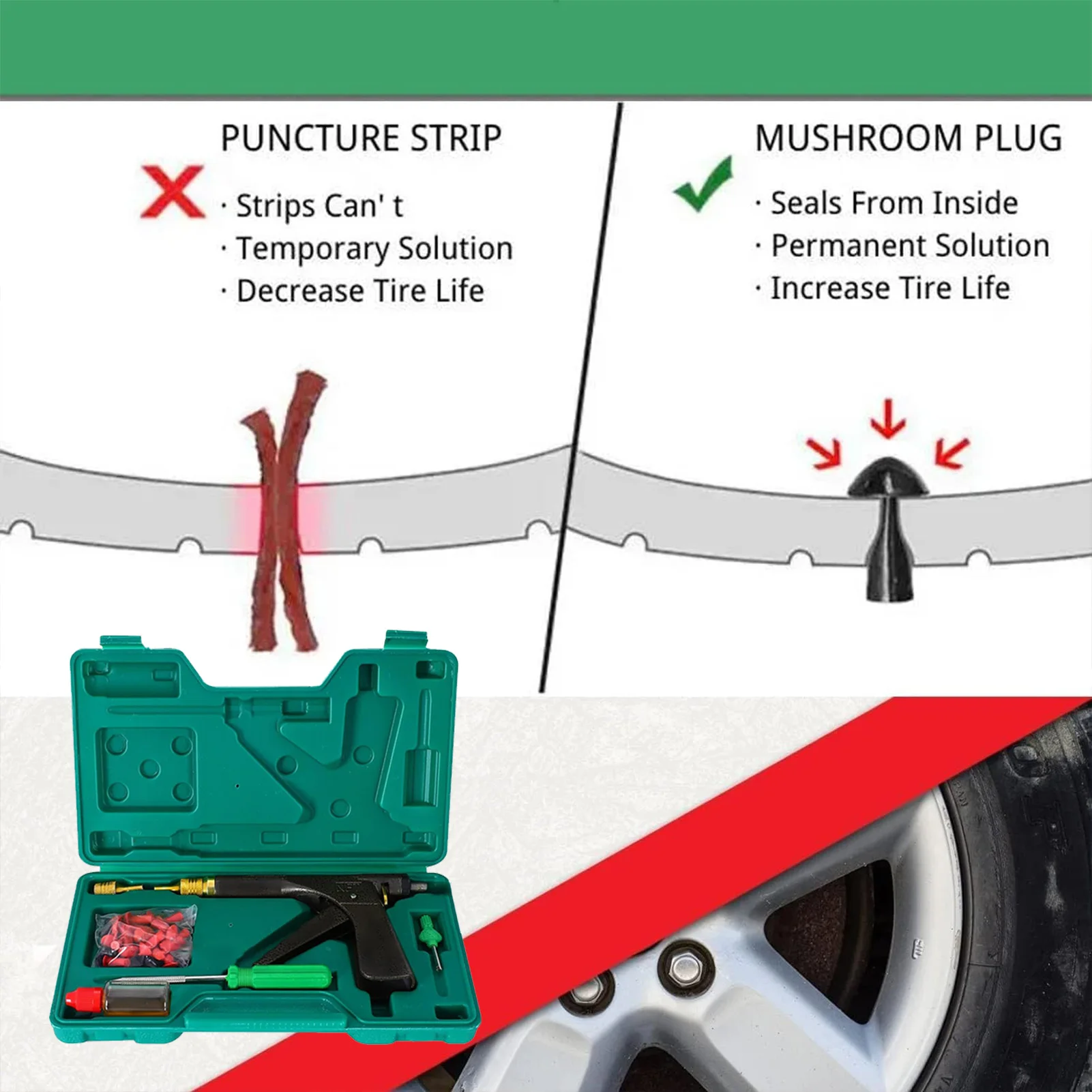 Car Motorcycle Tire Puncture Repair with Heavy Duty Vacuum Tyre Repair Nails Essential for Every Rider