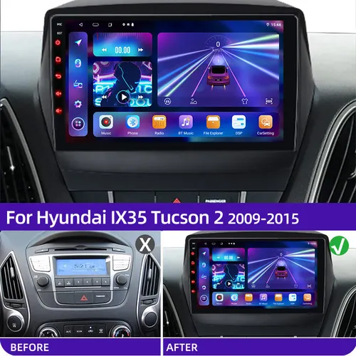 Imagen 2 del producto 2 Din Android 12 4G Radio de coche reproductor de vídeo Multimidia navegación GPS para ix35 Hyundai Tucson 2 LM IX35 2009-2015 2din dvd